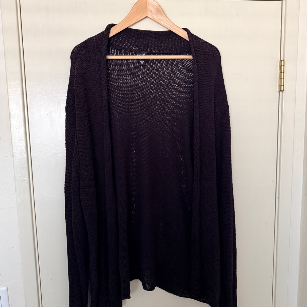 100% Silk Black Open Front Cardigan
